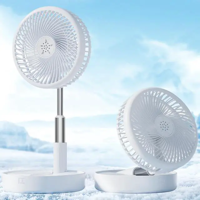 Alt view image 8 of 14 - Battery Operated Fan,Portable Rechargeable USB Floor Table Desk Fan with Adjustable Height, 4 Speed Settings Pedestal Fan for Bedroom Camping Travel,White 7.7"