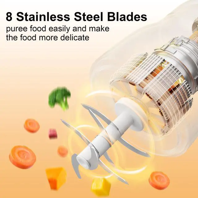 Alt view image 11 of 14 - Baby Food Maker, Green Baby Food Blender, 10oz Baby Food Puree Maker, Food Processor for Baby Foods Fruit Vegetable Meat, 10-Second Quick Soft Food Prep for Baby