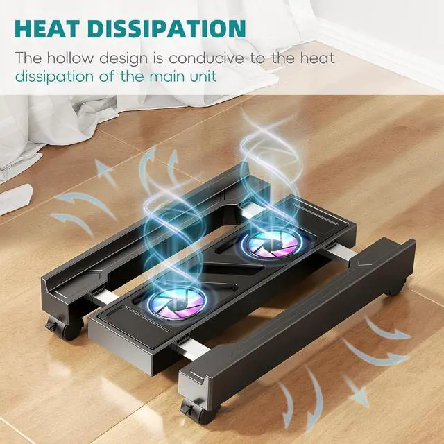 Alt view image 13 of 14 - Adjustable Computer Tower Stand with Cooling Fan, Mobile CPU Holder with 4 Rolling Casters, Under Desk CPU Bracket PC Floor Cart PC Riser for Office, Home and Classroom. (Fan version)
