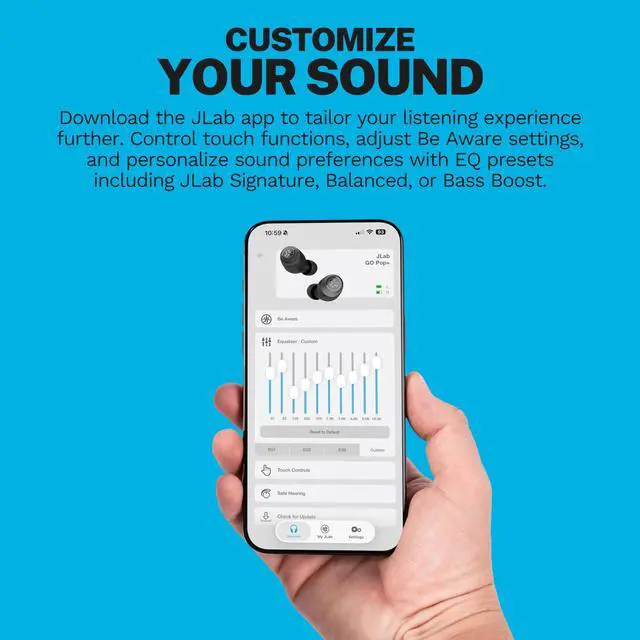 Alt view image 9 of 14 - Go Air Pop+ True Wireless Earbuds, in Ear Headphones, Bluetooth Earphones, 35H Playtime Ear Buds, Bluetooth Earbuds with Microphone, USB-C Charging Case, Dual Connect, EQ3 Sound, Black