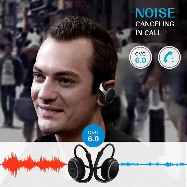 Alt view image 12 of 14 - Small Bluetooth Headphones Wrap Around Head - Sports Wireless Headset with Built in Microphone and Crystal-Clear Sound, Foldable and Carried in The Purse, and 12-Hour Battery Life, Black
