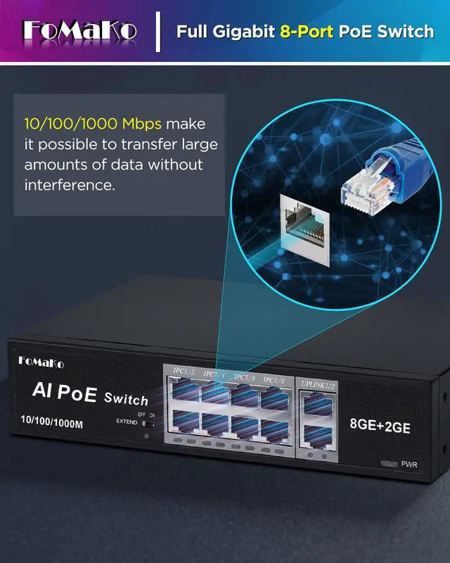 Alt view image 3 of 7 - P1000 Computer Networking Switches| 8 PoE+ Port @ 120W | 8 Port PoE Gigabit Ethernet Switch | Plug & Play | Extend Mode | PoE Auto Recovery | Silent Operation