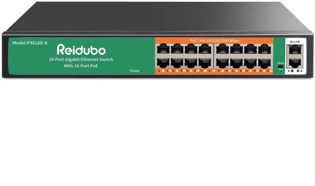 Main image of 18 Ports Gigabit PoE Switch,16 Port Gigabit PoE+ Network Switch with 2 Uplink Gigabit Ports, 250W, Unmanaged, 19-inch Rackmount, Fanless Quiet Operation, Compatible with AP WiFi6, PoE Cameras
