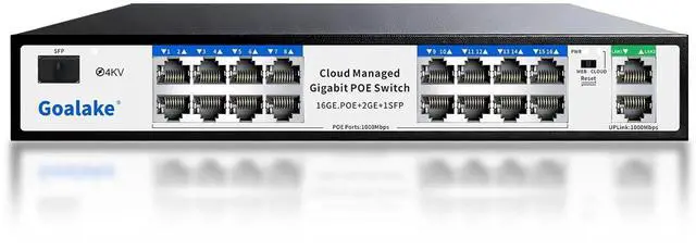 Main image of 16-Port Gigabit PoE+ Switch for Small Business, Easy Managed, 240W Built-in High-Power for IP Cameras/APs, 2 Gigabit Uplinks + 1 Combo SFP Slot, VLAN & 250m Extend, Plug & Play Rack-mountable