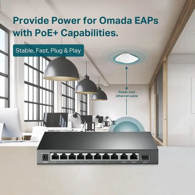 Alt view image 4 of 7 - TL-SL1311MP 8 Port 10/100Mbps Fast Ethernet PoE Switch 8 PoE+ Ports 124W, w/ 2 Uplink Gigabit Ports + 1 SFP Port PoE Recovery Extend & Isolation Mode