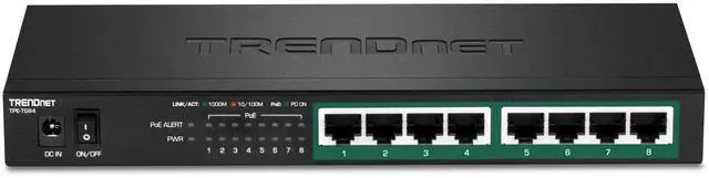 Alt view image 3 of 5 - 8-Port Gigabit PoE+ Switch, 120W PoE Power Budget, 16Gbps Switching Capacity, IEEE 802.1p QoS, DSCP Pass-Through Support, Fanless, Wall Mountable, Lifetime Protection, Black, TPE-TG84