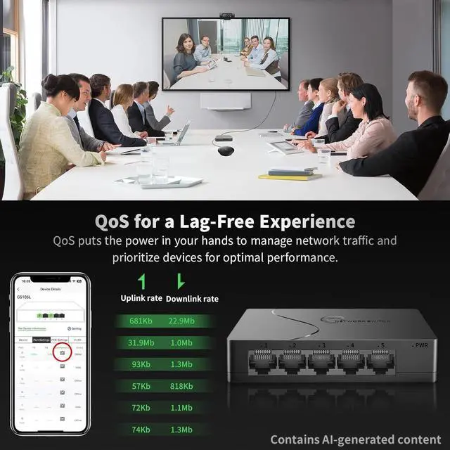 Alt view image 6 of 7 - 5 Port Gigabit Managed Ethernet Switch, Easy Smart Network Splitter with VLAN & QoS, Desktop/Wall Mount, for Small Office Home Network