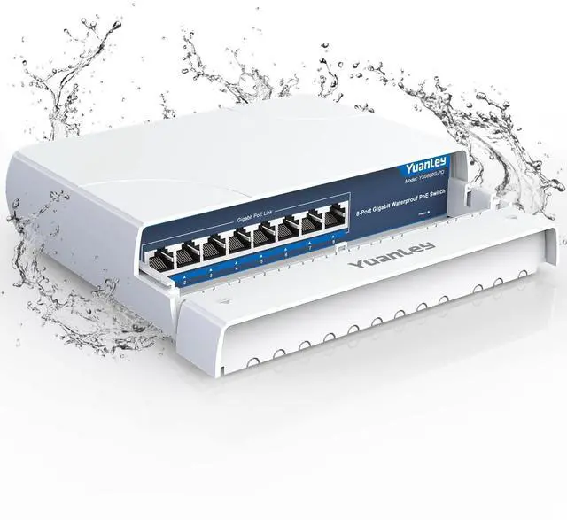 Main image of 8-Port PoE Switch Gigabit- Waterproof Outdoor Ethernet Unmanaged Network Switch 1000Mbps, 120W Built-in Power, IEEE802.3af/at Support and Plug & Play, Ideal for Outdoor Use