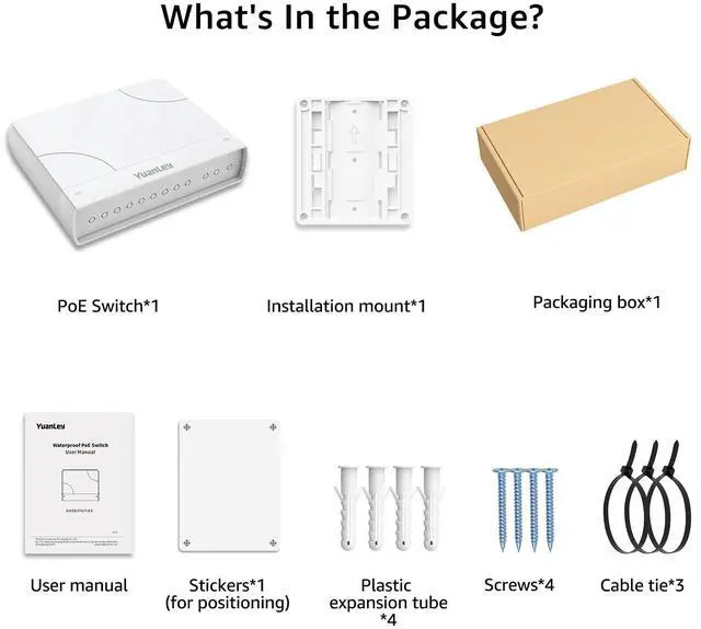 Alt view image 7 of 7 - 8-Port PoE Switch Gigabit- Waterproof Outdoor Ethernet Unmanaged Network Switch 1000Mbps, 120W Built-in Power, IEEE802.3af/at Support and Plug & Play, Ideal for Outdoor Use