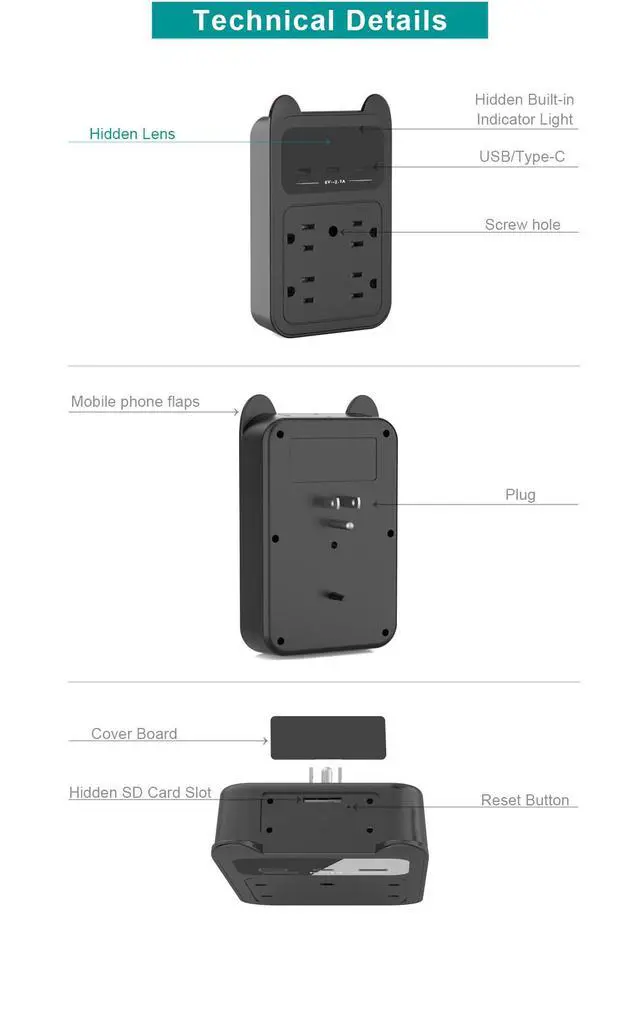 Alt view image 6 of 7 - 2026 Upgraded 4K HD Hidden Camera Wall Outlet Camera, Wireless Nanny Cam with 120° Wide Angle Loop Recording Motion Detection Easy Setup for Home, Pets & Office Indoor Security