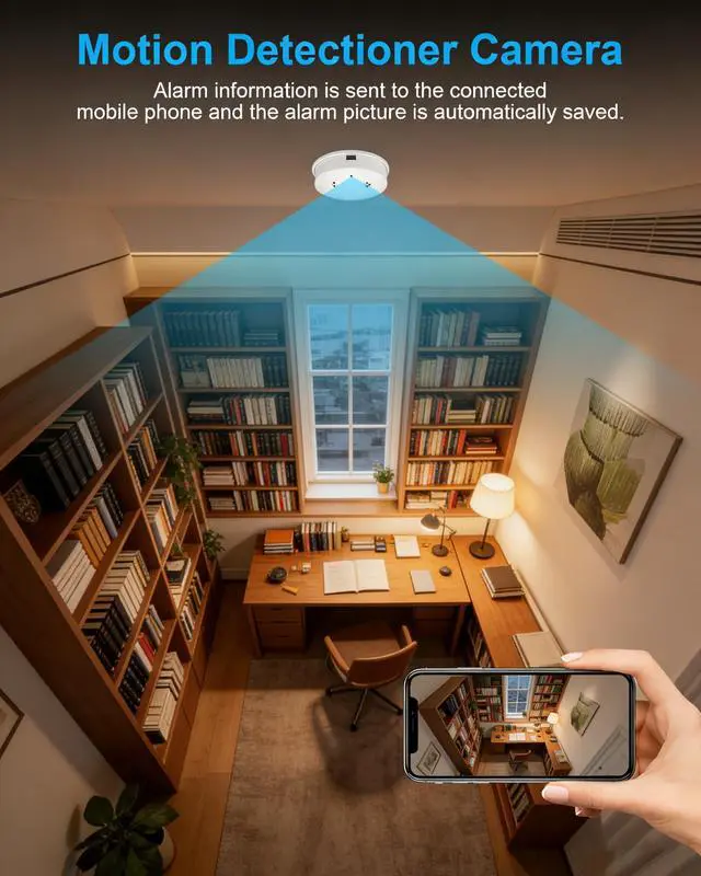Alt view image 2 of 7 - HD 1080P Spy Camera Hidden Cameras Smoke Detector,WiFi Mini Small Nanny Cam with Motion Detection, Indoor Wireless Surveillance for Home Security/Office with app, No Audio