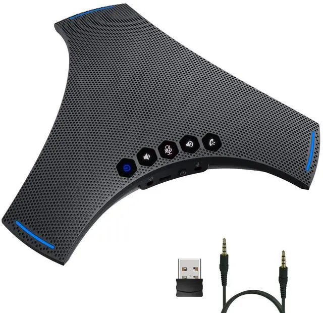 Main image of Conference Speaker and Microphone, Wireless Speakerphone with Daisy Chain, 360° Voice Pickup & AI Noise-Cancellation, Support Bluetooth & USB, Computer Speaker & Mic for Business Meetings
