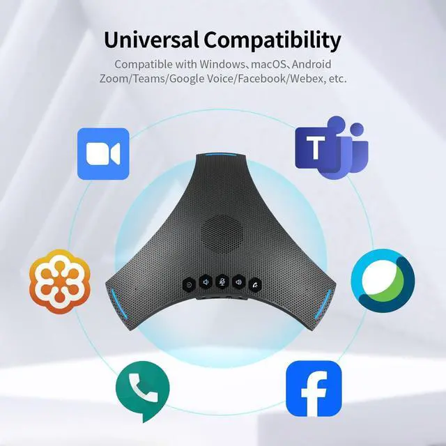 Alt view image 6 of 7 - Conference Speaker and Microphone, Wireless Speakerphone with Daisy Chain, 360° Voice Pickup & AI Noise-Cancellation, Support Bluetooth & USB, Computer Speaker & Mic for Business Meetings