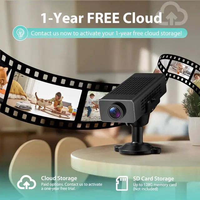 Alt view image 6 of 7 - Mini Camera, PIR Nanny Cam for Home | Motion Detection Without WiFi, Free 1-Year Cloud Storage, 4K HD Day & Night Recording Smart Mini Camera for Home/Baby/Pet (1, USB) (Black)