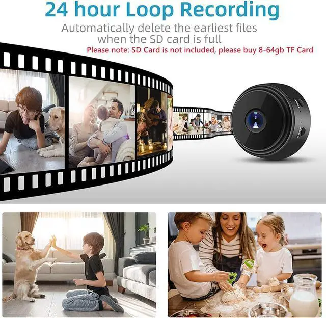 Alt view image 5 of 7 - Mini Spy Camera Hidden Camera Video Recorder Room Camera WiFi Home Security Camera Night Vision Live Feed Playback Phone App Control