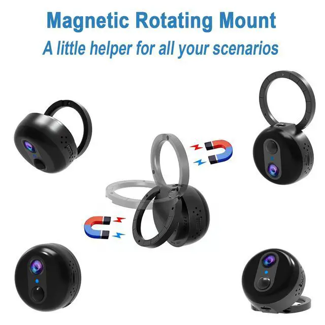 Alt view image 4 of 7 - Mini Portable 4G LTE Cellular Security Camera with Magnetic Rotating Mount, 4K HD No Wi-Fi Security Camera with Built-in SIM, 60-Day Long Standby, Night Vision, PIR Motion Detection (W-Q2)