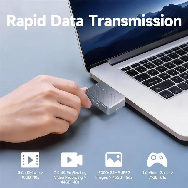 Alt view image 3 of 7 - SSD Enclosure, M.2 NVMe PCIe to USB C Adapter/Reader, USB 3.2 Gen 2 (10 Gbps), Solid State Drive External Enclosure for 2230 NVMe SSDs, Supports M and B&M Keys, MP88