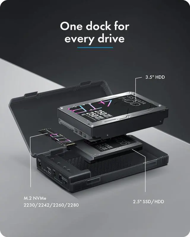 Alt view image 3 of 7 - M.2 NVMe to SATA 2.5/3.5 SSD/HDD Docking Station, ICY BOX USB-C 10Gbps Bidirectional Clone Station for M.2 NVMe SSD to SATA 2.5/3.5 SSD&HDD, SATA to NVMe SSD Cloner&Reader, Offline Cloning