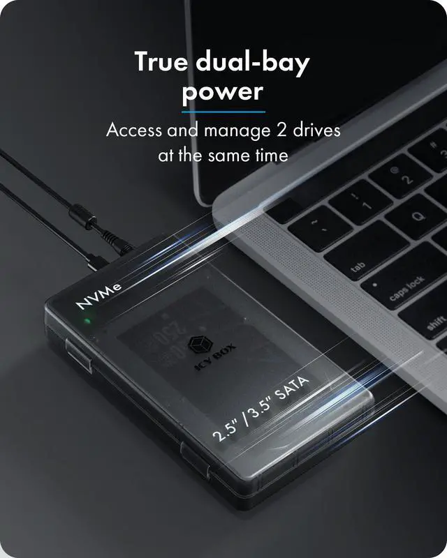 Alt view image 4 of 7 - M.2 NVMe to SATA 2.5/3.5 SSD/HDD Docking Station, ICY BOX USB-C 10Gbps Bidirectional Clone Station for M.2 NVMe SSD to SATA 2.5/3.5 SSD&HDD, SATA to NVMe SSD Cloner&Reader, Offline Cloning