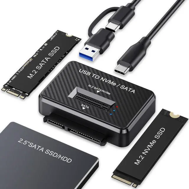 Main image of Hard Drive Enclosure, M.2 NVMe/NGFF SSD Reader Adapter, Compatible 2.5Inch SATA SSD and Mechanical Hard Drive, Up to 10Gbps Data Speed Support,with Heat Dissipation Port