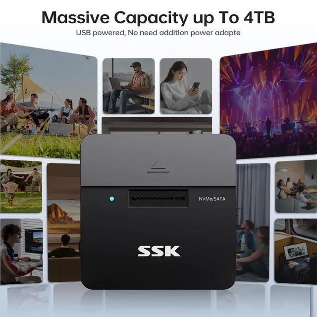 Alt view image 4 of 6 - SSD to USB Adapter, M.2 NVMe & SATA SSD Dock Enclosure, 10Gbps USB3.2 Gen 2 M.2 Docking Station for M Key/B+M Key PCIE3.0/4.0/5.0SSD Reader