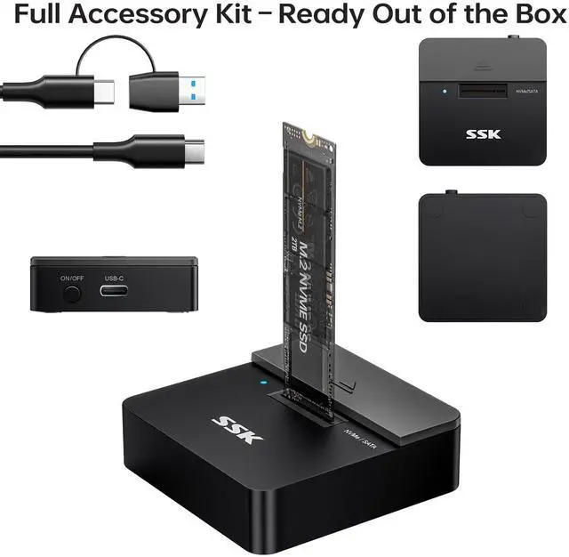 Alt view image 6 of 6 - SSD to USB Adapter, M.2 NVMe & SATA SSD Dock Enclosure, 10Gbps USB3.2 Gen 2 M.2 Docking Station for M Key/B+M Key PCIE3.0/4.0/5.0SSD Reader