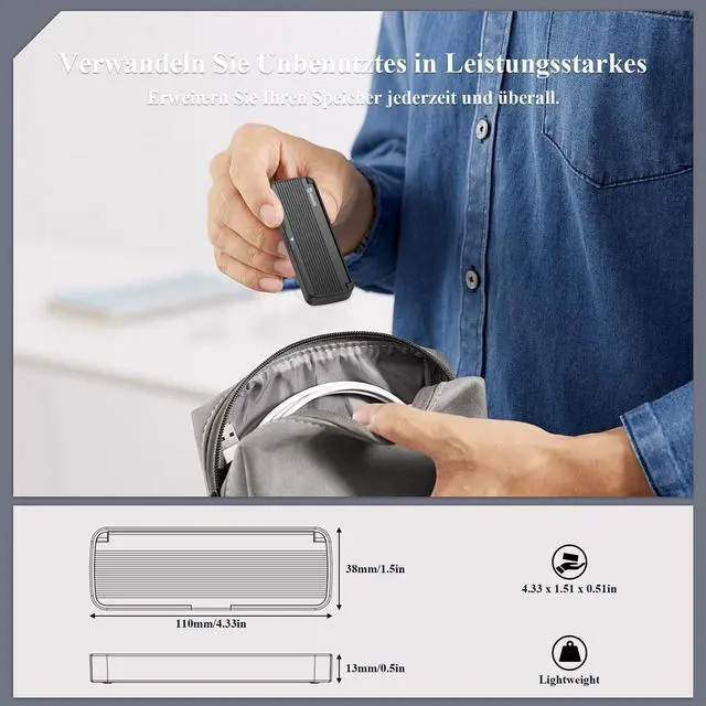 Alt view image 4 of 7 - NVMe Enclosure, Tool-Free Installation, USB 3.2 Gen 2 (10 Gbps) to M.2 NVME M-Key/(B+M) Key PCIe SSD Adapter Support UASP and Trim, for SSDs 2230/2242 /2260/2280 (Black)