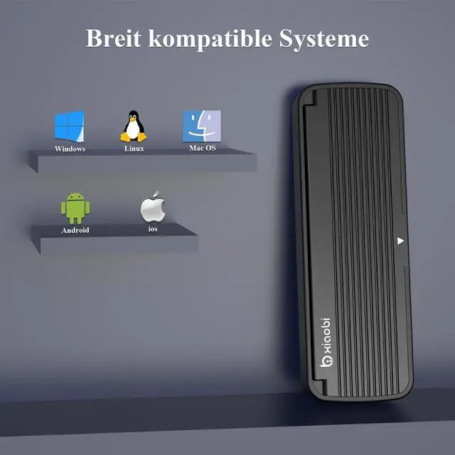 Alt view image 7 of 7 - NVMe Enclosure, Tool-Free Installation, USB 3.2 Gen 2 (10 Gbps) to M.2 NVME M-Key/(B+M) Key PCIe SSD Adapter Support UASP and Trim, for SSDs 2230/2242 /2260/2280 (Black)