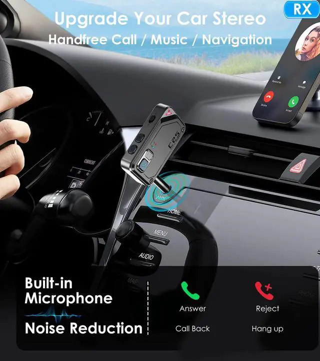 Alt view image 6 of 7 - Airplane Bluetooth Adapter for AirPods Headphones, Bluetooth Transmitter for TV/PC/Gym, 3.5mm Audio Receiver for Home Stereo/Old Speaker/Car Handsfree Call, Wireless Transmitter Receiver 2 in 1