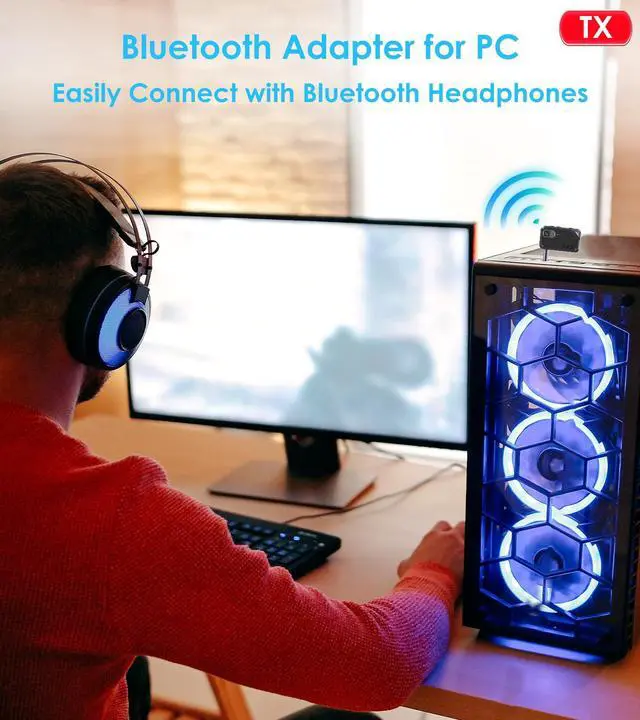 Alt view image 7 of 7 - Airplane Bluetooth Adapter for AirPods Headphones, Bluetooth Transmitter for TV/PC/Gym, 3.5mm Audio Receiver for Home Stereo/Old Speaker/Car Handsfree Call, Wireless Transmitter Receiver 2 in 1