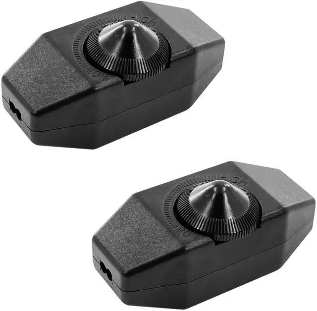 Main image of Upgraded UL-Certified 2-Pack Inline Dimmer Switch, Full Range Rotary Cord Switch Replacement for Table Lamp, Floor Lamp, Pendant Light, Works with Dimmable LED, Incandescent, Halogen Bulbs (Black)