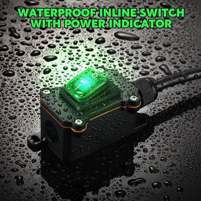 Alt view image 3 of 7 - Inline Switch Extension Cord 14awg 3-Prong Piggyback Plug, Ip67 Waterproof Extension Cord with Switch On/Off, Ac/dc 20a-125v with Green LED Outdoor Rocker, Etl Listed(Black, 3ft)