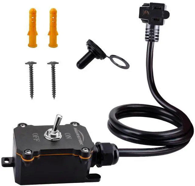 Main image of Inline Cord Switch with 3FT Cable Piggyback Plug(3-Pronged), IP67 Waterproof Extension Cord with On/Off Switch, AC/DC 20A-125V,16A-250V Inline Power Switch with Toggle Switch