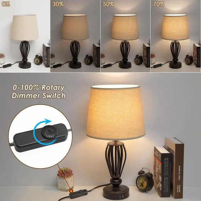 Alt view image 2 of 6 - Inline Switch 2 Pack, Full Range Rotary Dimmer, Black Cord Switch Replacement for Table and Floor Lamps, Pendant Lights, Works With Dimmable LED, Incandescent, Halogen Bulbs
