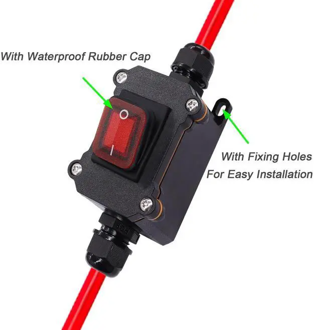 Alt view image 4 of 7 - DC 12V Inline Switch DC 12-24V DPST Dual Side Wiring Switchs 25A Inline Power Switch Waterproof Inline Switchs IP67 for Motorcycle and Automotive.(DC Switch)