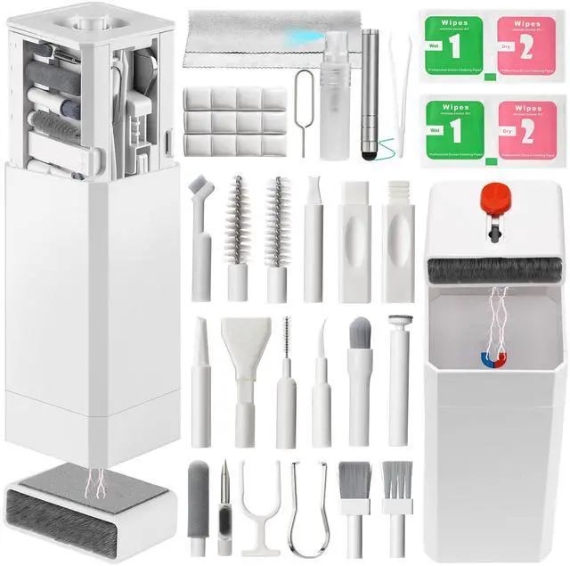 Main image of Upgraded 47PCS Phone Cleaning Kit, AirPod & iPhone Cleaner, Electronics Cleaning Tools for Charging Port/USB-C/Speaker, Laptop Cleaner for Keyboard Screen, Tech Gifts for Men, Cool Gadgets (White)