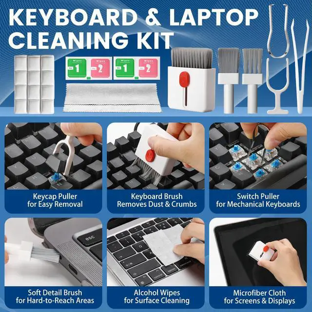 Alt view image 3 of 7 - Upgraded 47PCS Phone Cleaning Kit, AirPod & iPhone Cleaner, Electronics Cleaning Tools for Charging Port/USB-C/Speaker, Laptop Cleaner for Keyboard Screen, Tech Gifts for Men, Cool Gadgets (White)