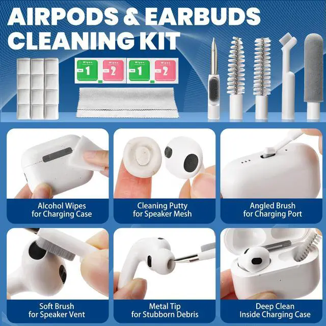 Alt view image 4 of 7 - Upgraded 47PCS Phone Cleaning Kit, AirPod & iPhone Cleaner, Electronics Cleaning Tools for Charging Port/USB-C/Speaker, Laptop Cleaner for Keyboard Screen, Tech Gifts for Men, Cool Gadgets (White)