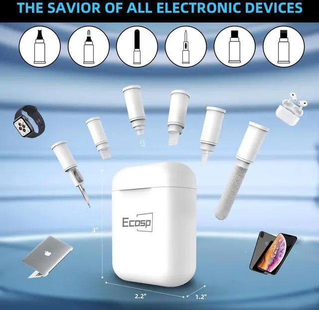 Alt view image 2 of 7 - Cleaner Kit for AirPod,Multi-Tool iPhone Cleaning Kit,Cell Phone Cleaning Repair & Recovery for iPhone & iPad(Type C)Charging Port,Lightning Cables&Connectors,Easy to Store & Carry Design,White