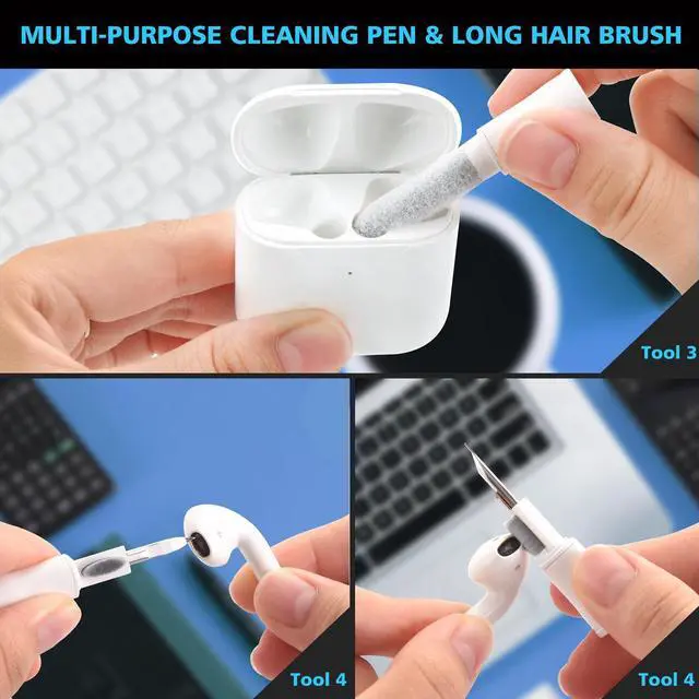 Alt view image 4 of 7 - Cleaner Kit for AirPod,Multi-Tool iPhone Cleaning Kit,Cell Phone Cleaning Repair & Recovery for iPhone & iPad(Type C)Charging Port,Lightning Cables&Connectors,Easy to Store & Carry Design,White
