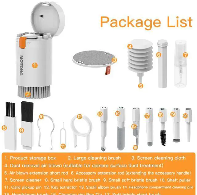Alt view image 2 of 7 - Cellphone Cleaning Kit, Laptop Cleaning Kit,20 in 1 Mutifunctional Cleaner Tools Kits for AirPods Camera PC (White)
