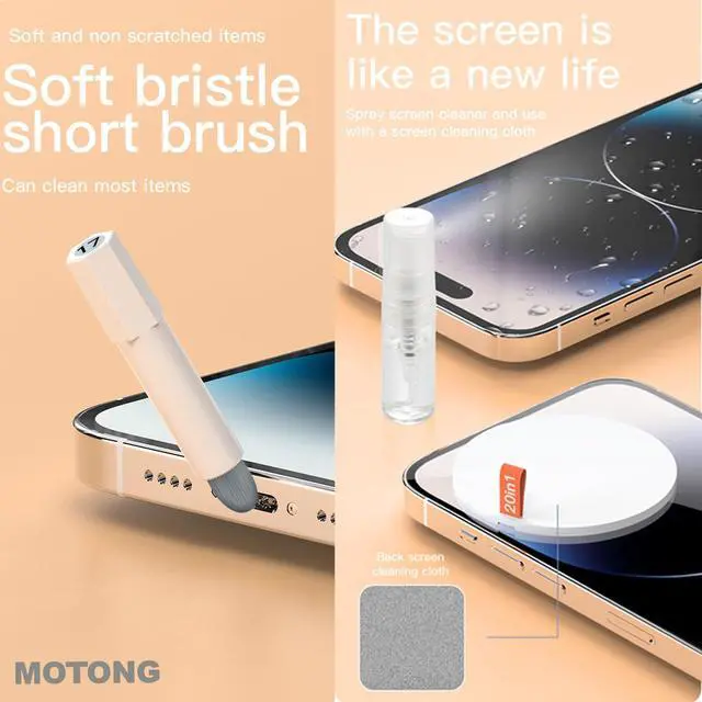 Alt view image 4 of 7 - Cellphone Cleaning Kit, Laptop Cleaning Kit,20 in 1 Mutifunctional Cleaner Tools Kits for AirPods Camera PC (White)