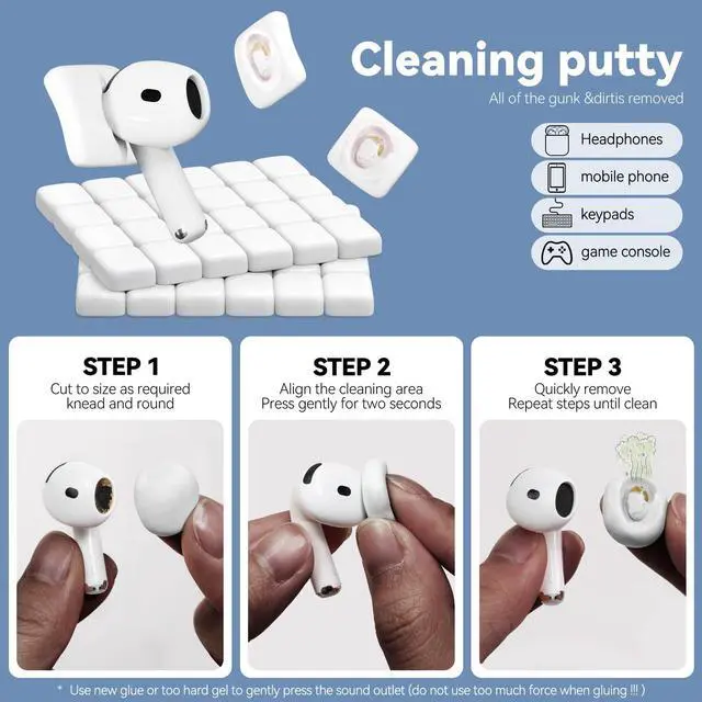 Alt view image 3 of 6 - For Airpods Cleaner Kit,Bluetooth Earbuds 3 in 1 Multi-Function Cleaning Pen and Cleaning Putty,for Airpods Pro Phone Charging Port,Earbuds,Headphone, iPod,Case,iPhone,ipad,Laptop (White)