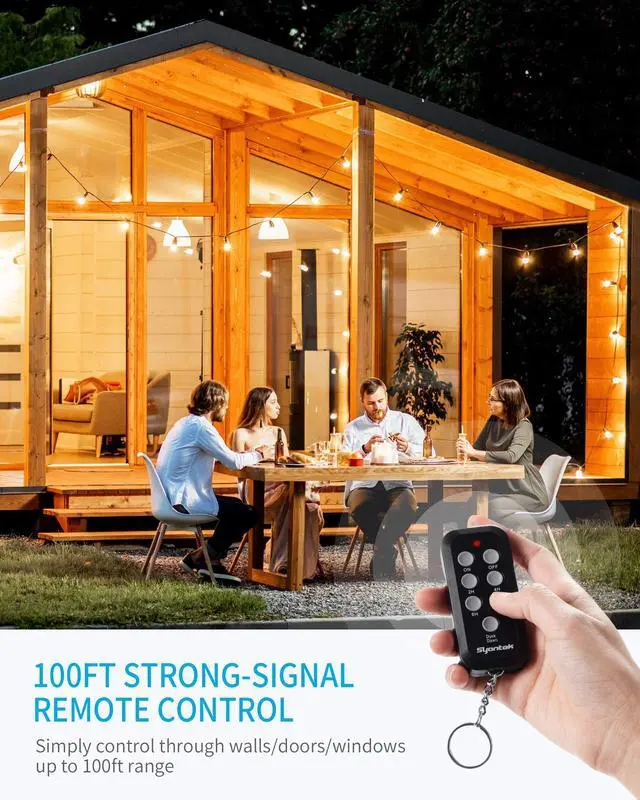 Alt view image 4 of 7 - Outdoor Light Timer, Waterproof Outdoor Remote Control Outlets, Dusk to Dawn Light Sensor and Countdown Timer, 100 ft Range Remote Control with 3 Ground Outlets, ETL Listed