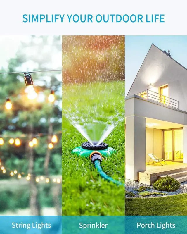 Alt view image 6 of 7 - Outdoor Light Timer, Waterproof Outdoor Remote Control Outlets, Dusk to Dawn Light Sensor and Countdown Timer, 100 ft Range Remote Control with 3 Ground Outlets, ETL Listed