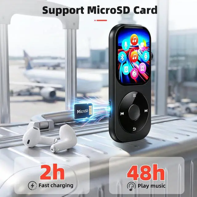 Alt view image 6 of 7 - 128GB MP3 Player with Bluetooth 5.4, Music Player with Built-in HD Speaker, MP3 Music Player 2.01-inch Touchscreen & Touch Rotation Physical Buttons Support Videos, Pictures, E-Books, Calculator