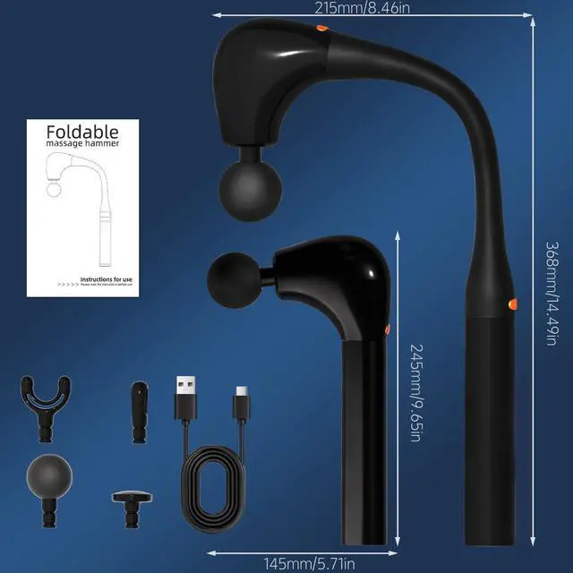 Alt view image 5 of 6 - Massage Gun Deep Tissue with Extension Handle Professional Percussion 2-in-1 Detachable Back Massager for Pain Relief,Muscle Relief Massager for Shoulder Back Thigh Waist&Neck (Upgraded)