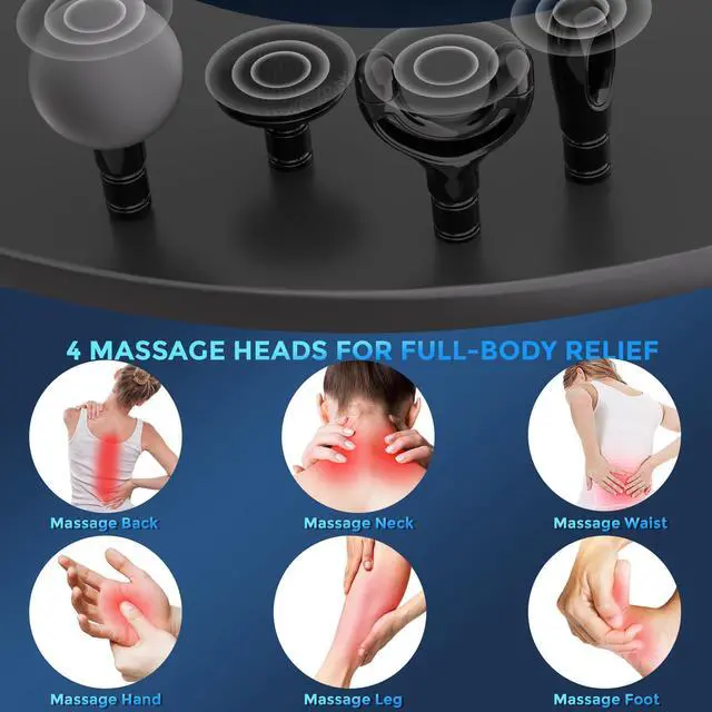 Alt view image 4 of 6 - Massage Gun Deep Tissue with Extension Handle Professional Percussion 2-in-1 Detachable Back Massager for Pain Relief,Muscle Relief Massager for Shoulder Back Thigh Waist&Neck (Upgraded)