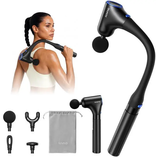 Main image of Massage Gun with Extension Handle, 4-in-1 Back Massager Detachable, 10MM Massager Gun for Deep Tissue Relief, FSA Eligible, Handheld Neck Massager for Soreness, Travel Massage Tool, HSA