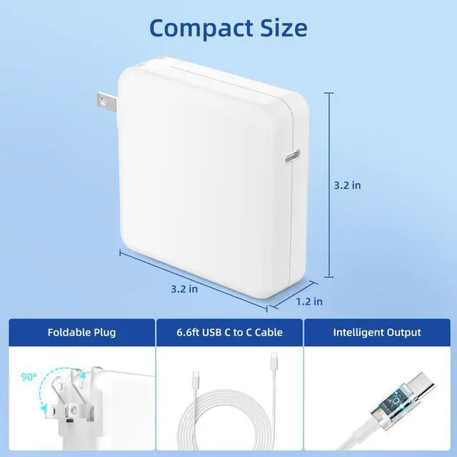 Alt view image 6 of 7 - Mac Book Pro Charger - 160W USB C Fast Charger Power Adapter Compatible with New MacBook Air 13 Inch & MacBook Pro 16, 15, 14, 13 Inch 2021 2020 2019 2018, 6.6ft USB C to C Charge Cable